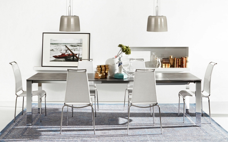luminaire salle à manger table-rectangulaire-chaises-lampe-plafond