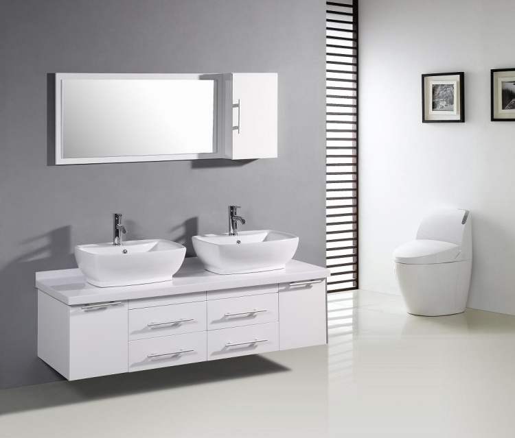 Meuble double vasque de design moderne en 60 exemples Meuble salle de bain double vasque a poser