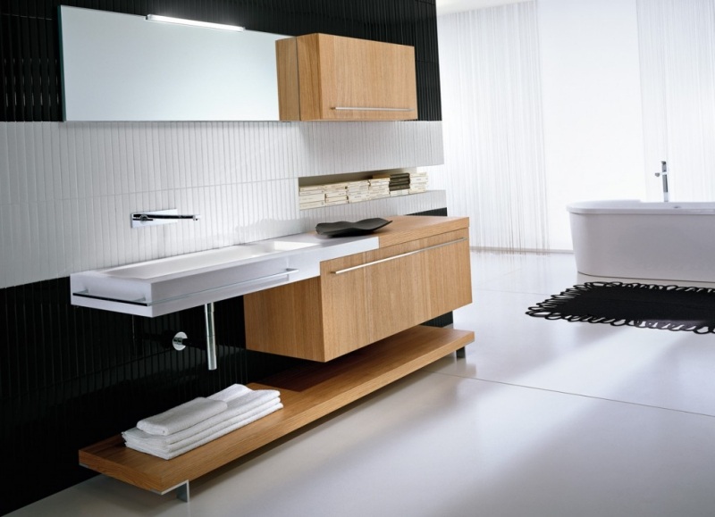 meuble-salle-bains-bois-meuble-vasque-étagère-miroir-led-baignoire