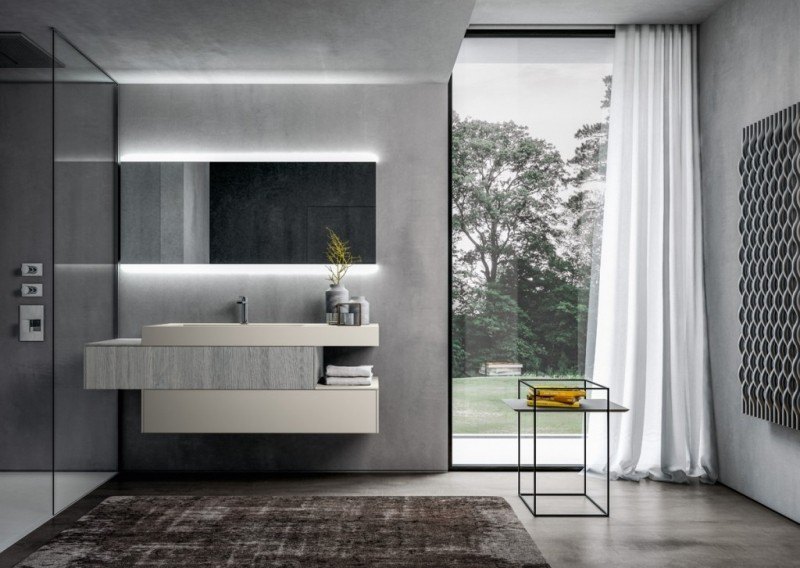 Meuble salle de bain en bois –armoires, sous vasque et baignoire Baignoires Beton désign