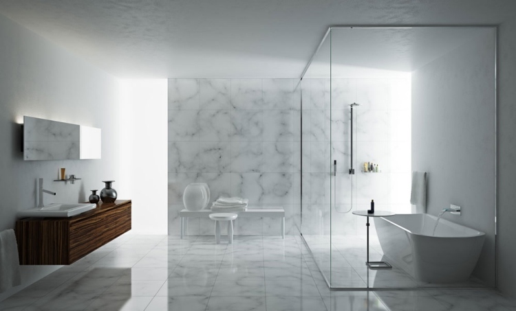 Meuble salle de bains bois, carrelage et déco en 105 idées! Décor Paroi Baignoires