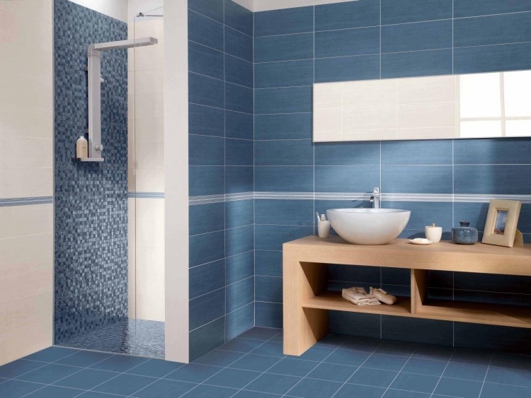 meuble salle de bain bois carrelage-mural-vasque-ronde-miroir-rectangulaire-sous-lavabo