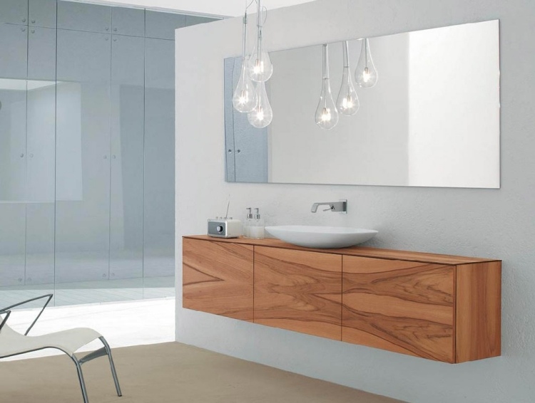 meuble salle de bain bois lampe-plafond-sous-lavabo-miroir-rectangulaire