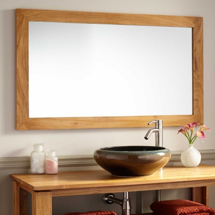 meuble salle de bain bois vasque-ronde-miroir-rectangulaire