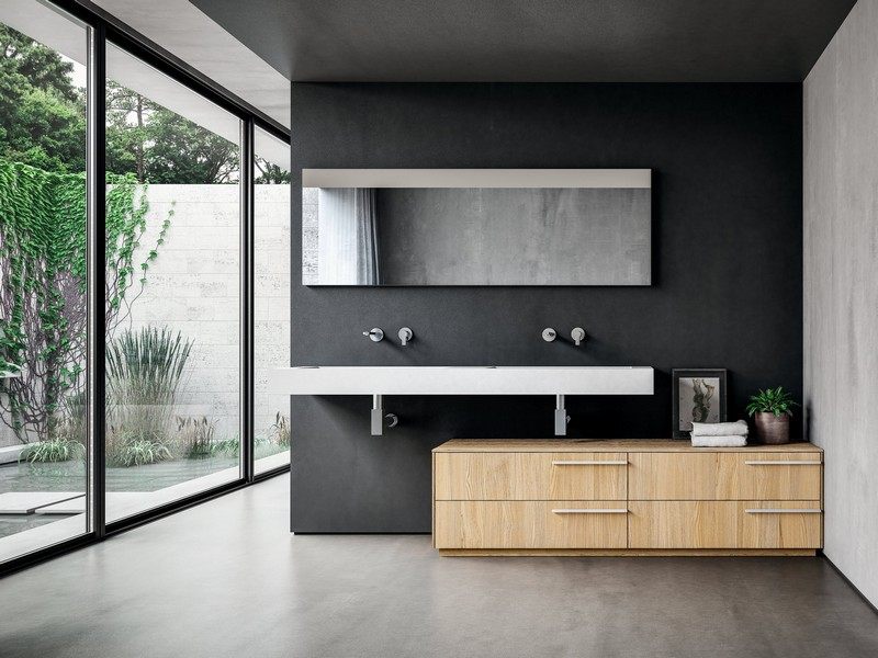 Meuble salle de bain en bois –armoires, sous vasque et baignoire Meuble sdb bois massif