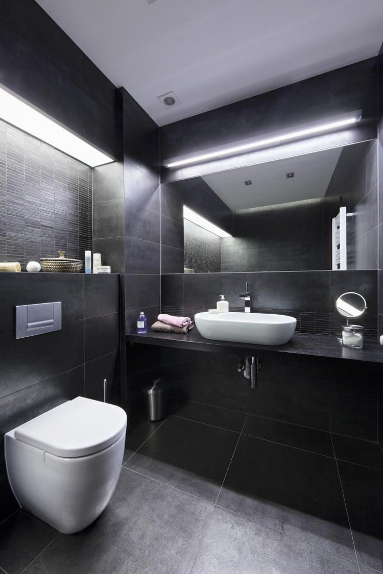 meuble salle de bains –bois-plan-vasque-bois-noir-sanitaire-blanc