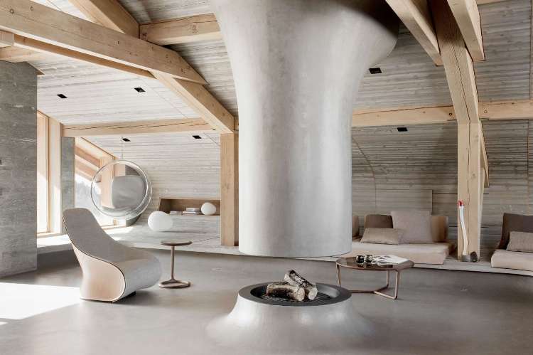 meubles-bois-massif-intrérieur-rustique-poutres-apparentes-plafond-sol-gris