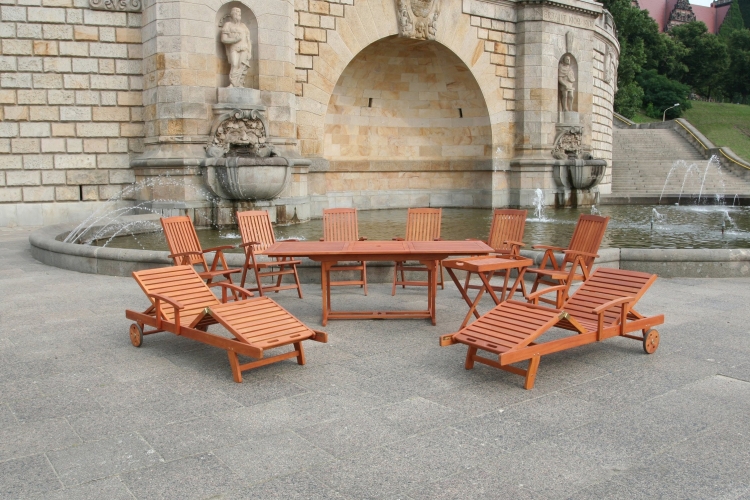 meubles de jardin Beliani-bois-chaises-longues-table-rectangulaire-chaises