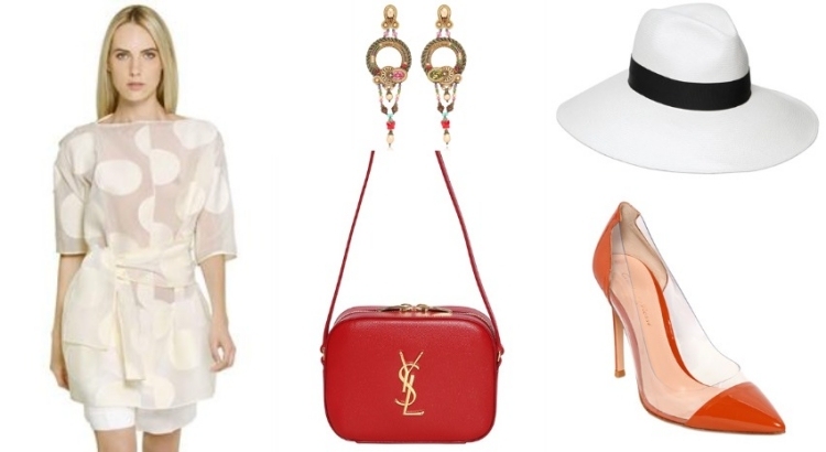 mode-été-2015-ensemble-blanc-femme-bandoulière-rouge-chapeau-chaussures-talons