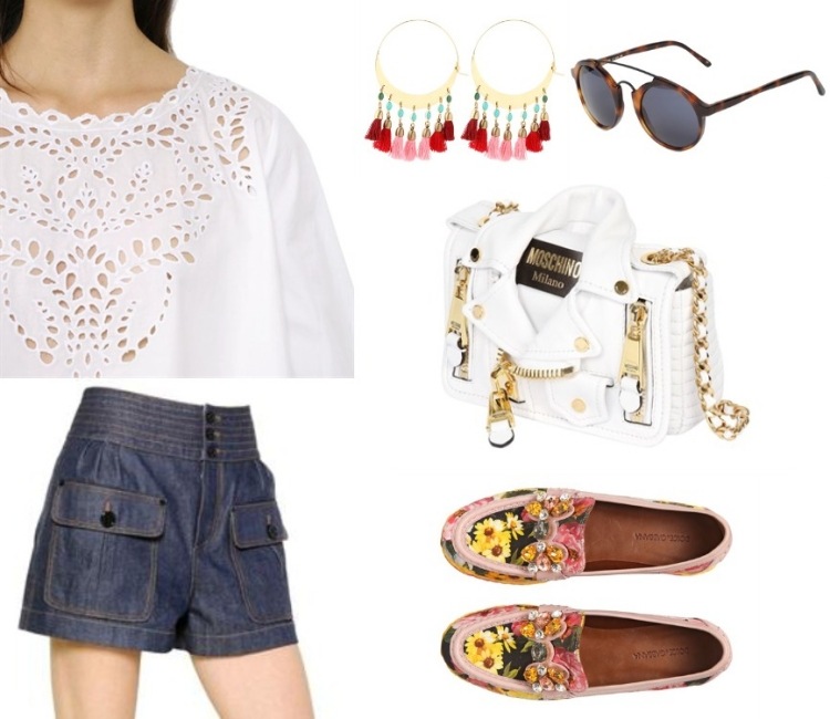 mode-été-2015-espadrilles-shorts-denim-bloue-blanche-lunettes-rondes