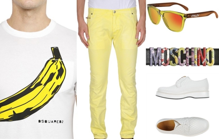 mode-été-2015-homme-pantalon-jaune-t-shirt-imprimé-banane-ceinture