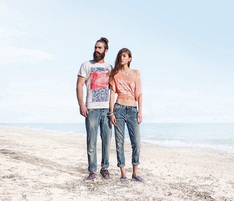 mode-été-2015-jeans-femme-homme-top-t-shirt-plage