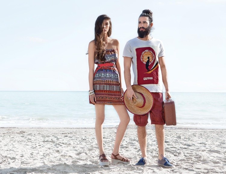 mode été 2015 robe-femme-homme-bermuda-t-shirt-fedora-paille