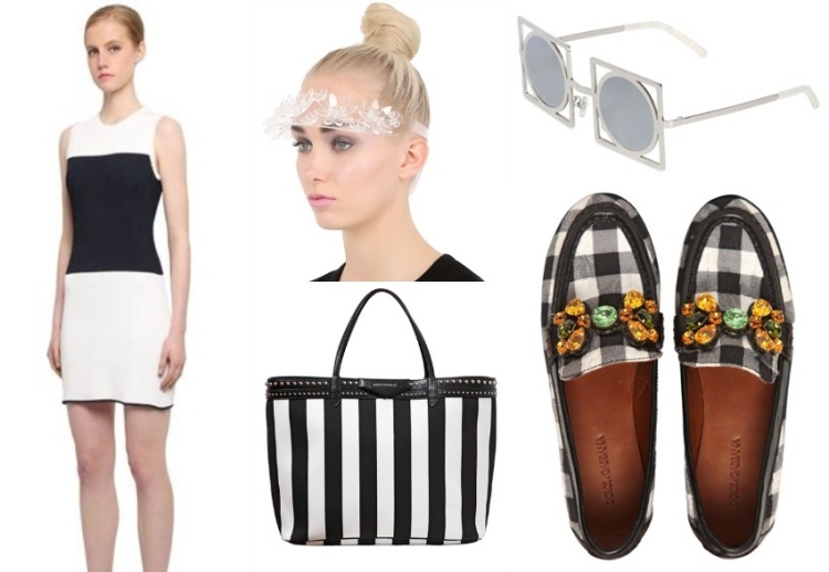 mode-été-2015-robe-noir-blanc-sac-main-espadrilles-lunettes-rétro mode été 2015