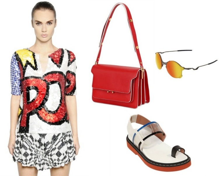 mode-été-2015-robe-sac-main-rouge-sandales-lunettes