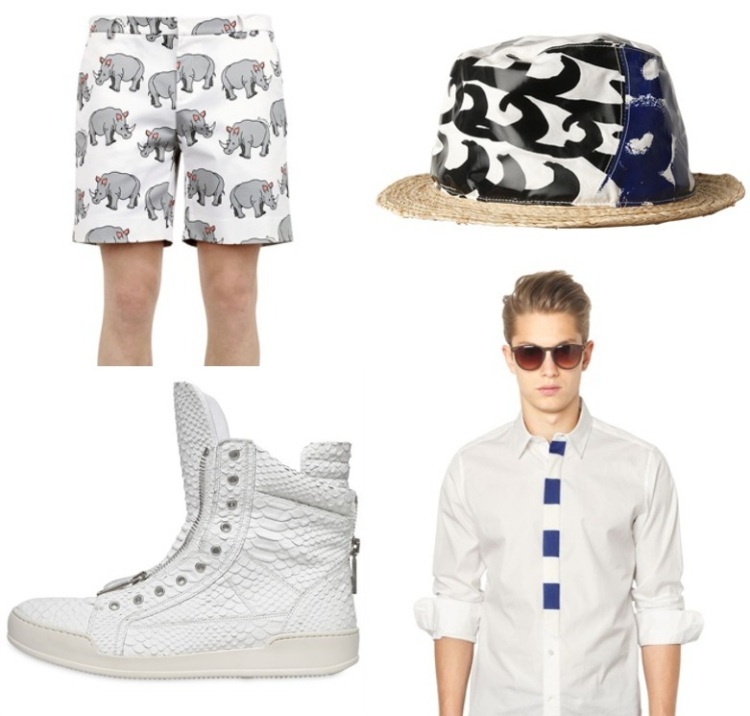 mode-été-2015-shorts-imprimé-rhinocéros-chemise-blanche-chapeau mode été 2015