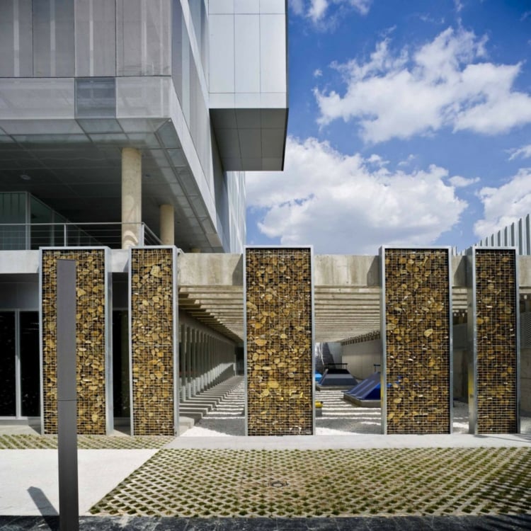 mur-gabion-maison-moderne-gabions-éléments-décoratifs mur gabion