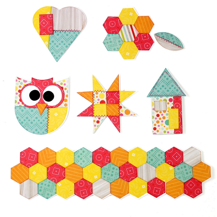 patchwork-facile-cadeaux-décoratifs-DIY-patchwork-hibou-coeur-maison-étoile
