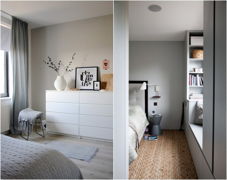 peinture-murale-grise-chambre-coucher-armoire-rangement-vase