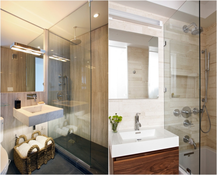 petite-salle-bains-agrandir-cabine-douche-baignoire-carreaux-beige-miroirs