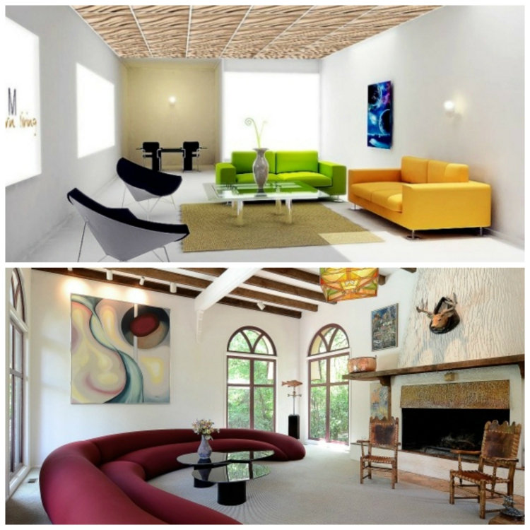 plafond-suspendu-decoratif-salon-aspect-bois-poutres-idées