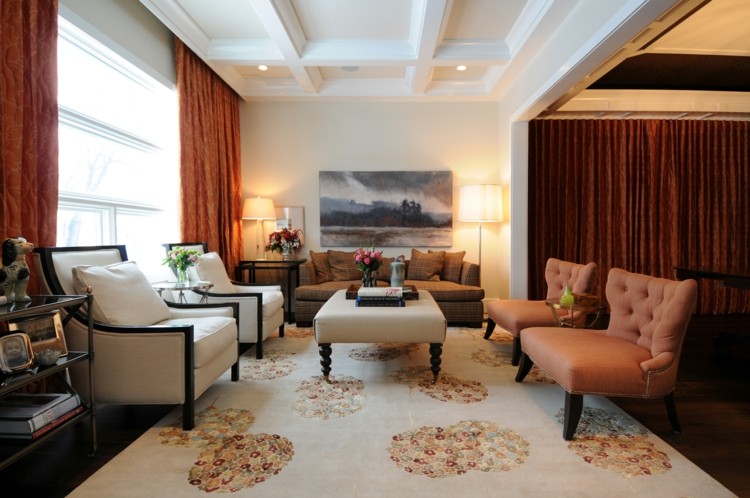 Plafond suspendu et plafond tendu dans le salon qui brille avec un ... Spots Créatif plafond