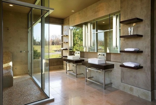 salle-bains-matériaux-naturels-vasques-poser-plan-vasque-bois