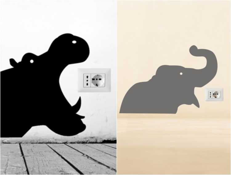 stickers-muraux-graffiti-hippopotame-éléphant stickers muraux graffiti