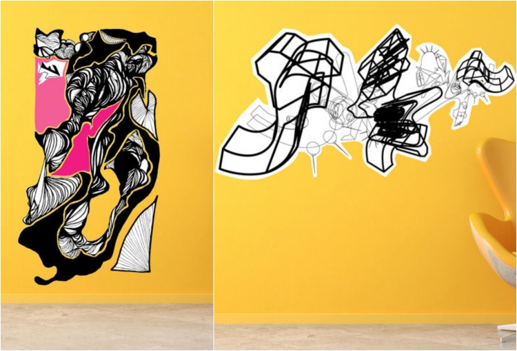 stickers-muraux-graffiti-motifs-abstraits-noir-blanc stickers muraux graffiti