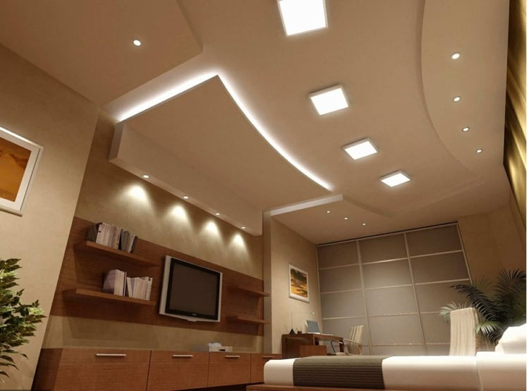 éclairage LED salon plafonniers-spots-encastrés-rubans-LED