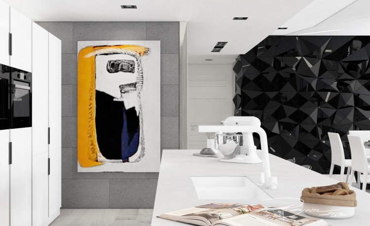 appartement-futuriste-graphique-mur-gris-mur-noir-3D