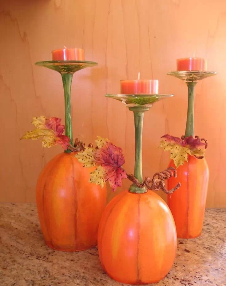 bricolage-automne-tasses-verre-forme-citrouilles-bougies