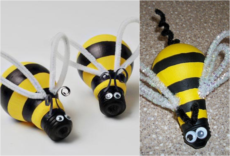 bricolage-enfants-pas-cher-matériaux-récup-abeilles-ampoules