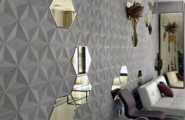 carrelage-béton-éléments-hexagonaux-relief-combinés-miroirs