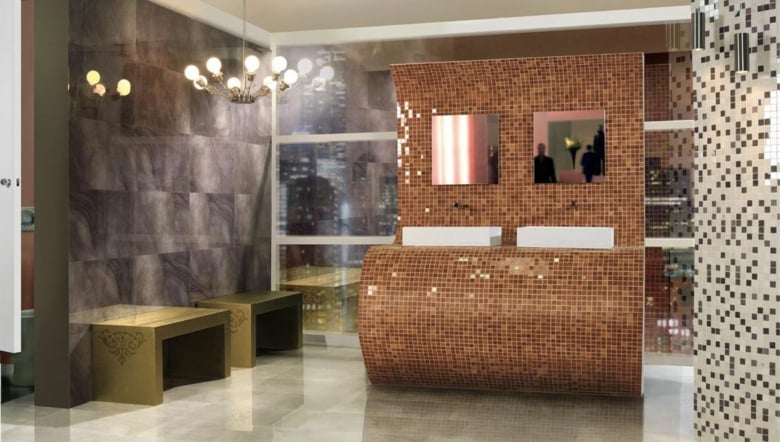 carrelage-moderne-mural-sol-aspect-marbre-mosaique-salle-bains carrelage moderne