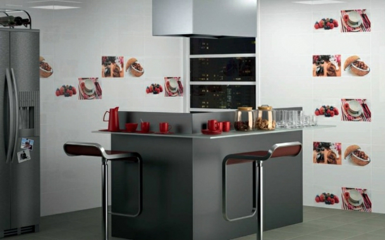 carrelage-moderne-mural-sol-cuisine-gris-foncé-gris-clair-accents-rouges