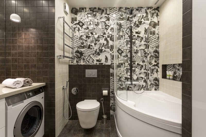 carrelage mural salle bain accent déco photos noir blanc