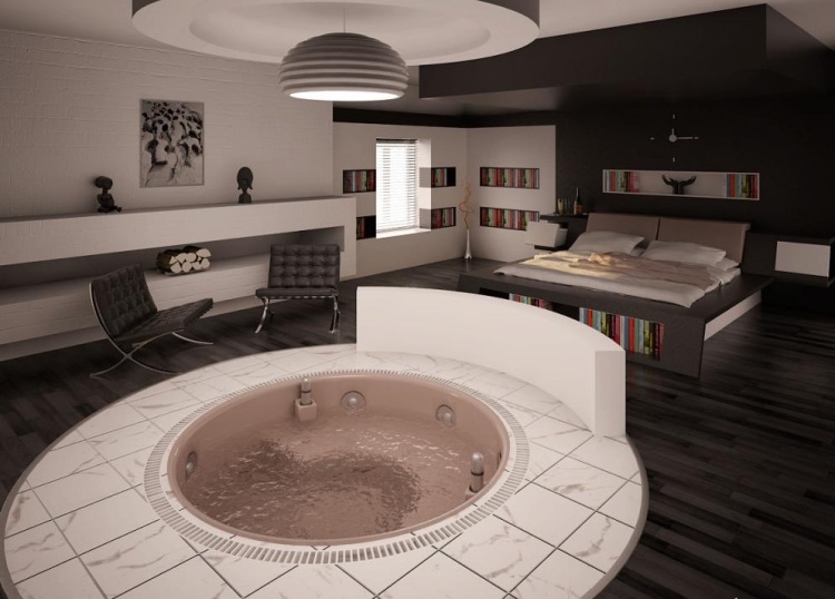 chambre-luxe-avec-jacuzzi-encastré-sol-blanc-noir-gris