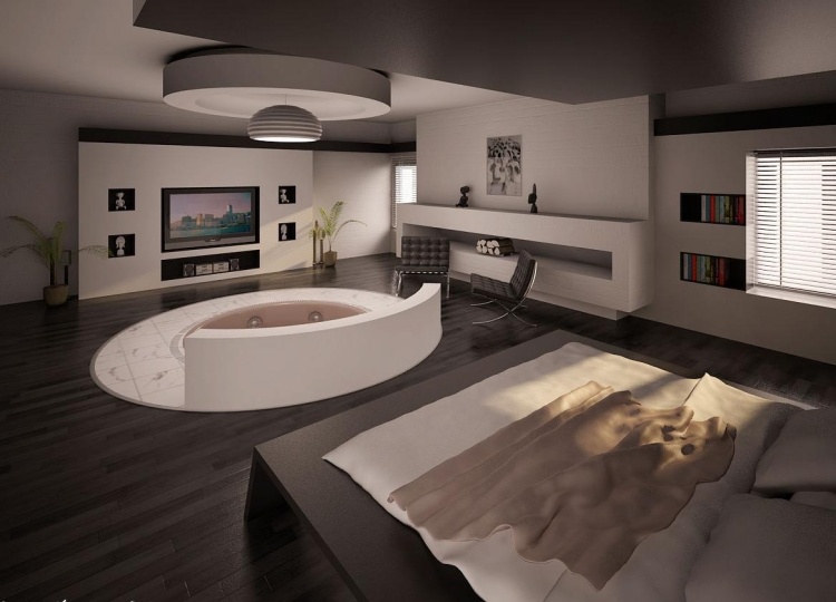 chambre-luxe-avec-jacuzzi-encastré-sol-télé-écran-plat