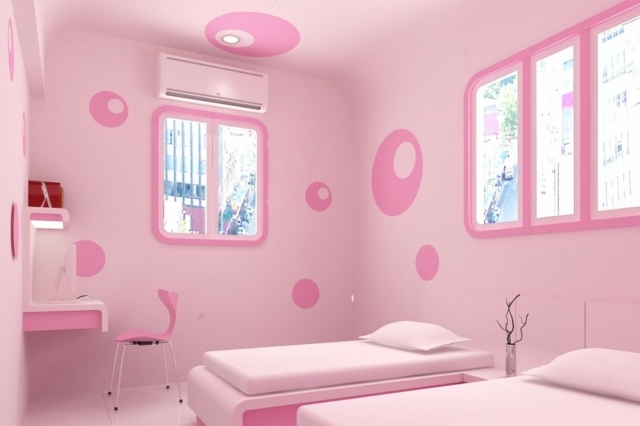 chambre-petites-filles-complètement-rose-minimaliste