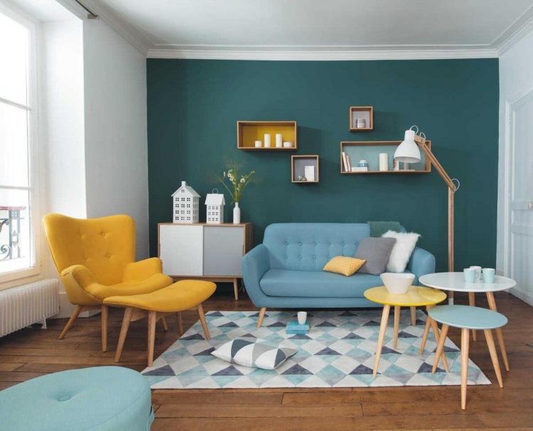 couleur de peinture murale 2015 vert canard meubles salon vintage