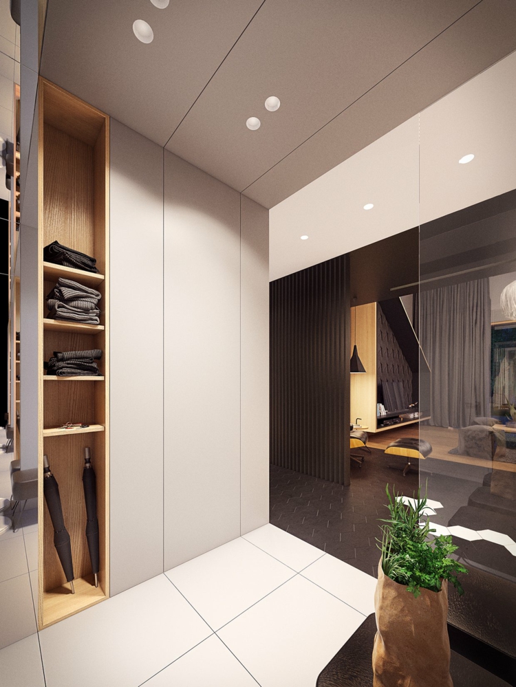 deco-loft-luxe-entrée-meuble-rangement-carreaux-blancs-paroi-verre
