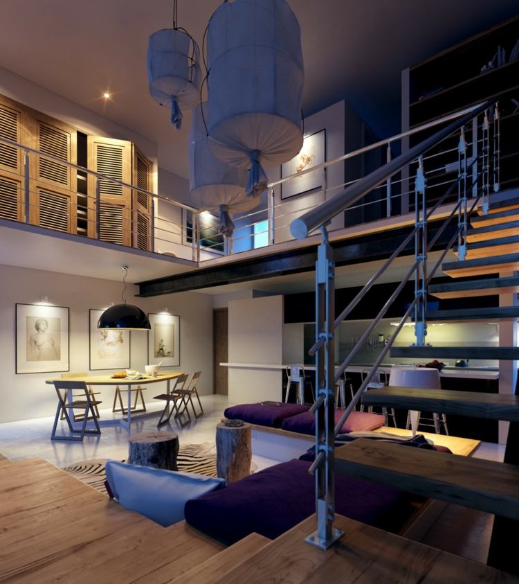 Aménagement et déco loft – le luxe rencontre le style industriel Créatif Escalier Loft