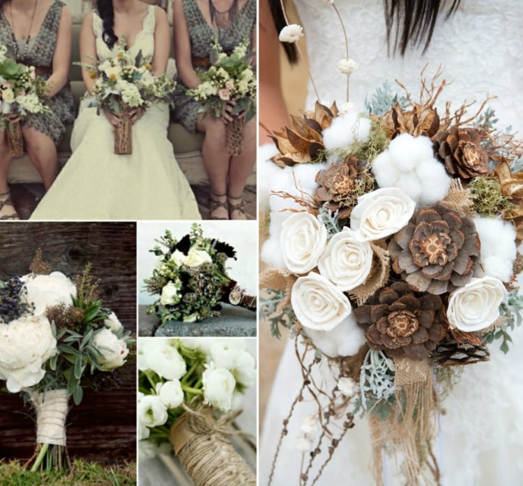 deco-mariage-champetre-bouquet-roses-décoratives-fleurs-coton-pivoines