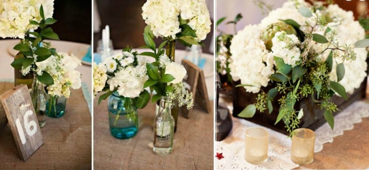 deco-mariage-champetre-déco-florale-hortensias-blancs déco mariage champêtre