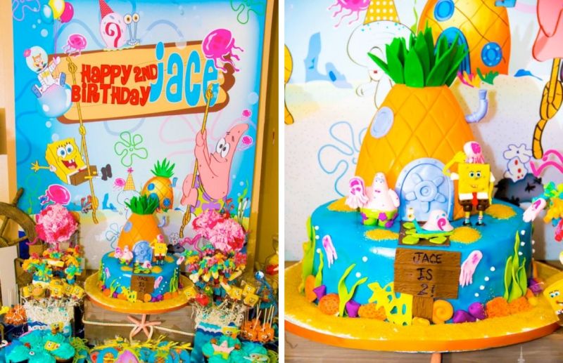 decoration-anniversaire-enfant-Bob-éponge-gâteau décoration anniversaire enfant
