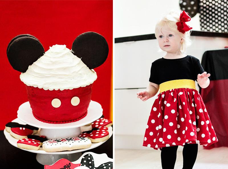 decoration-anniversaire-enfant-Minnie-Mouse-gâteau-thématique-robe-fillette décoration anniversaire enfant