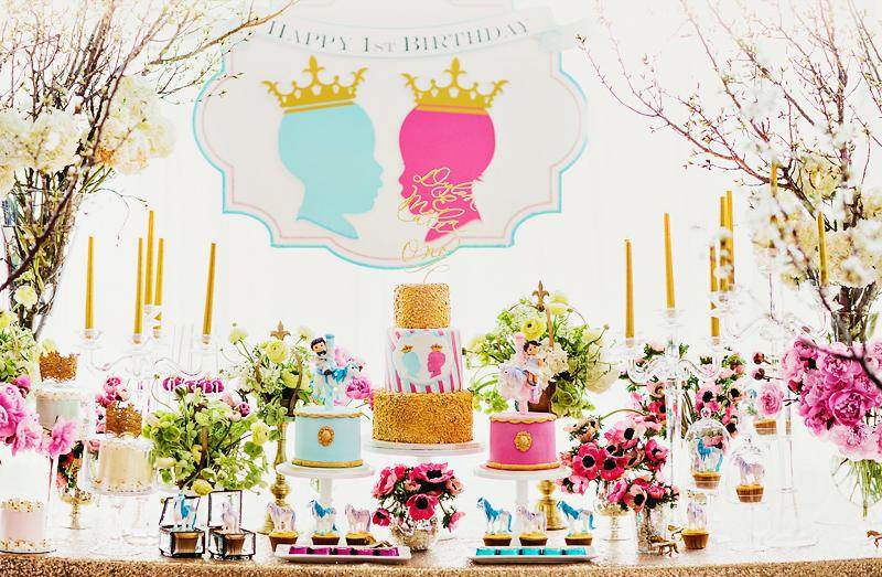 decoration-anniversaire-enfant-princesse-candy-bar-rose-or-gâteaux-sucreries-poster