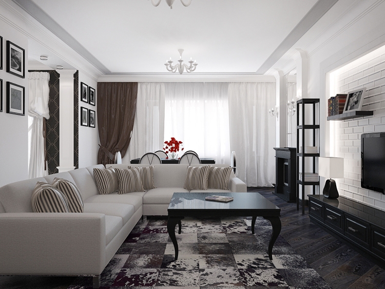 décoration-intérieur-canapé-angle-blanc-table-noir
