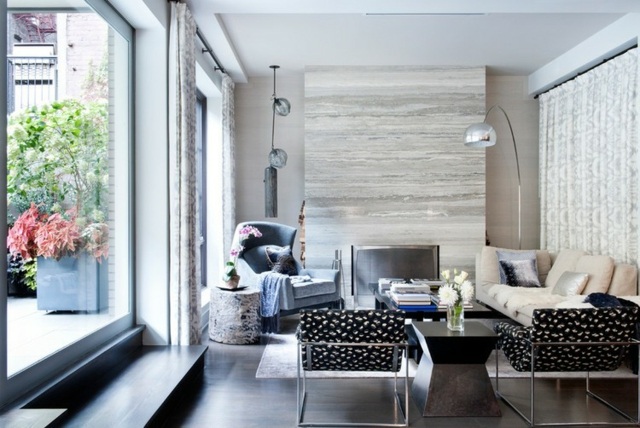décoration intérieur salon moderne meubles luminaires textures